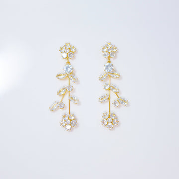 Swarovski Crystal Vine Leaves Flower Drop Earrings, Bridal Jewelry, Bridal Earrings, Crystal Bridal Earrings, Statement Earrings Cz